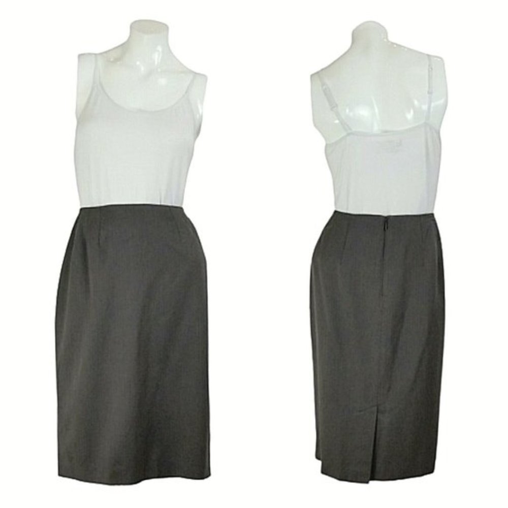 Ellen Tracy Gray Wool & Silk Blend Pencil Skirt